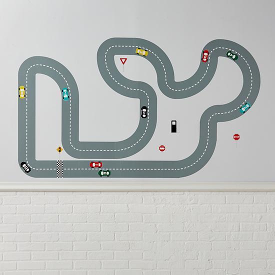 Favorite Kid Themed Wall Decor - Race Track Decals via @stitchesandpress